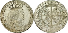 August III 1733-1763, 18 groszy 1753, Lipsk.