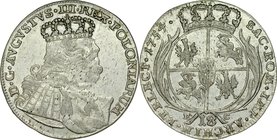 August III 1733-1763, 18 groszy 1754, Lipsk.