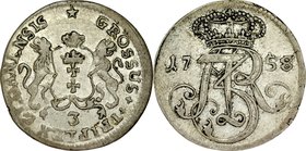 August III 1733-1763, Trojak 1758, Gdańsk.