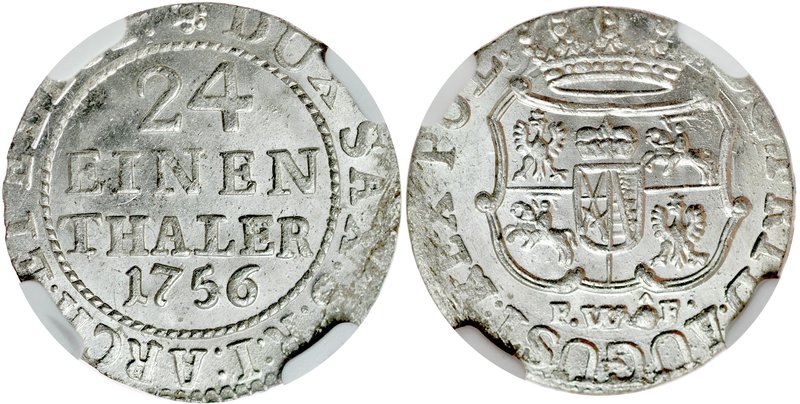 August III 1733-1763, Grosz 1756, Drezno.
 Kop. 11261, Kam.1227, Gum. 2265, cer...