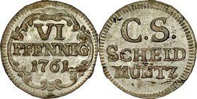 August III 1733-1763, 6 fenigów 1761, Półgrosz, Drezno.