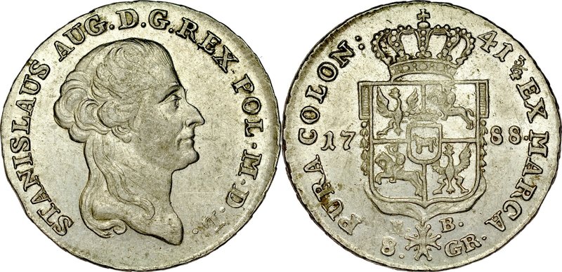 Stanisław August Poniatowski 1764-1795, Dwuzłotówka 1788, Warszawa.
 Kop. 2417,...