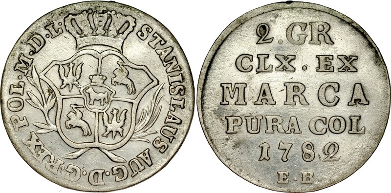 Stanisław August Poniatowski 1764-1795, Dwugrosz 1782, Warszawa.
 Kop. 2347, Ka...