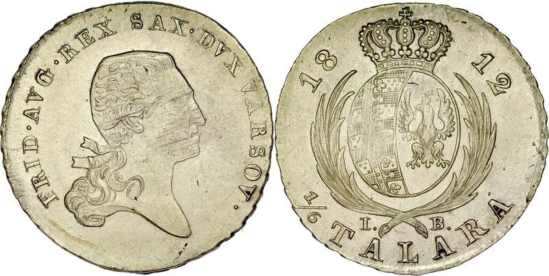 Księstwo Warszawskie, 1/6 talara 1812, Warszawa.
 Kop. 3692, Gum 2469, Plage 10...
