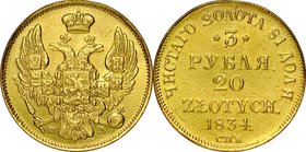 Zabór Rosyjski, 3 ruble 20 złotych 1834, St. Petersburg.
