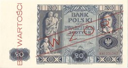 20 złotych 11.11.1936, seria AM 1234567, WZÓR.