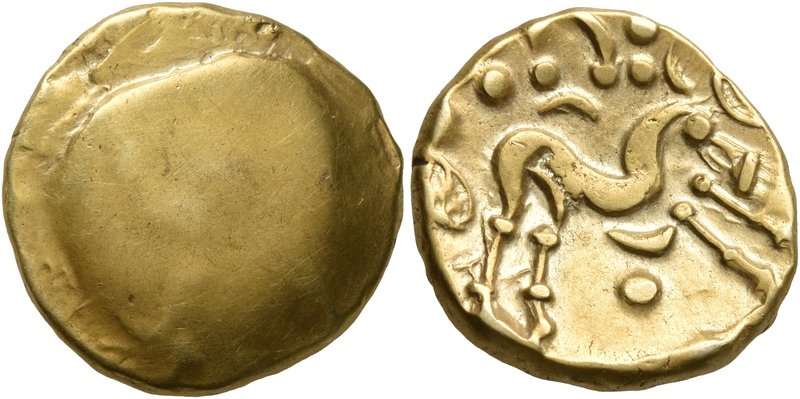 CELTIC, Northeast Gaul. Ambiani. Circa 60-30 BC. Stater (Gold, 17 mm, 6.29 g). B...