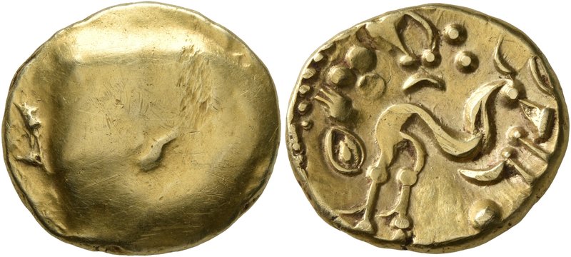 CELTIC, Northeast Gaul. Ambiani. Circa 60-30 BC. Stater (Gold, 18 mm, 6.28 g). B...