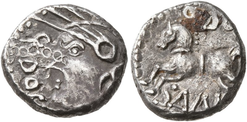 CELTIC, Central Gaul. Sequani. Mid 1st century BC. Quinarius (Silver, 12 mm, 2.0...