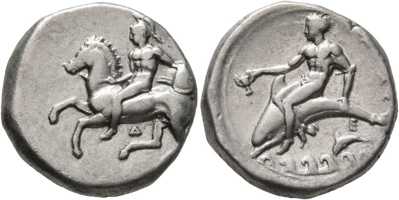 CALABRIA. Tarentum. Circa 344-340 BC. Didrachm or Nomos (Silver, 21 mm, 7.95 g, ...