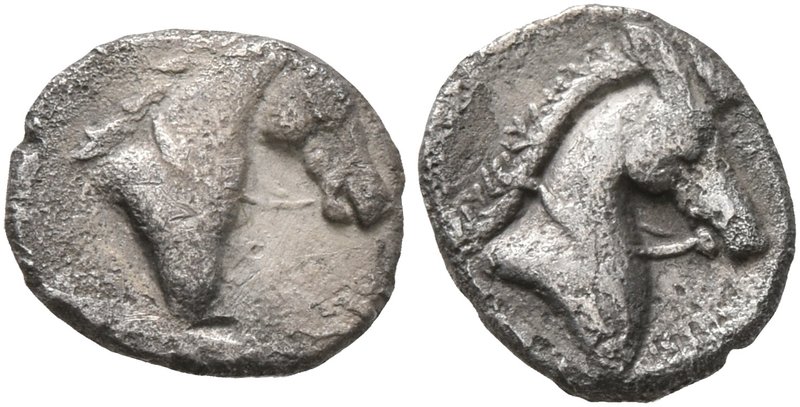 CALABRIA. Tarentum. Circa 325-280 BC. Obol (Silver, 9 mm, 0.52 g, 12 h). Head of...