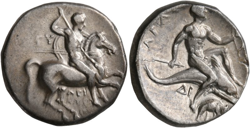 CALABRIA. Tarentum. Circa 280-272 BC. Didrachm or Nomos (Silver, 19 mm, 6.50 g, ...