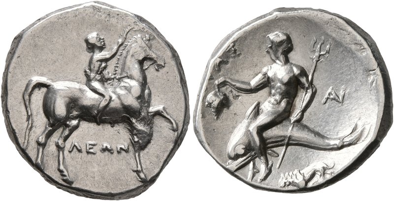 CALABRIA. Tarentum. Circa 272-240 BC. Didrachm or Nomos (Subaeratus, 21 mm, 6.55...