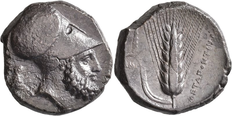 LUCANIA. Metapontion. Circa 340-330 BC. Distater (Silver, 24 mm, 15.51 g, 5 h). ...