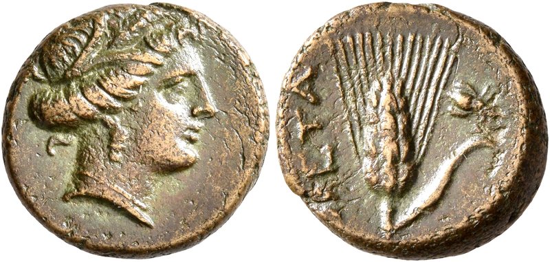 LUCANIA. Metapontion. Circa 300-250 BC. AE (Bronze, 15 mm, 2.84 g, 1 h). Head of...