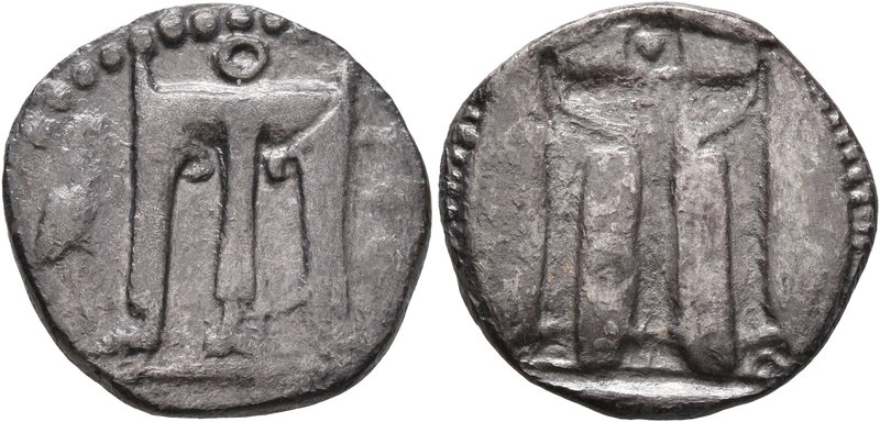 BRUTTIUM. Kroton. Circa 480-430 BC. Stater (Silver, 21 mm, 7.41 g, 5 h). ϘΡΟ Tri...