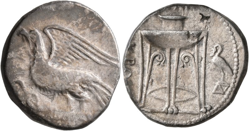 BRUTTIUM. Kroton. Circa 350-300 BC. Didrachm or Nomos (Silver, 22 mm, 7.83 g, 4 ...