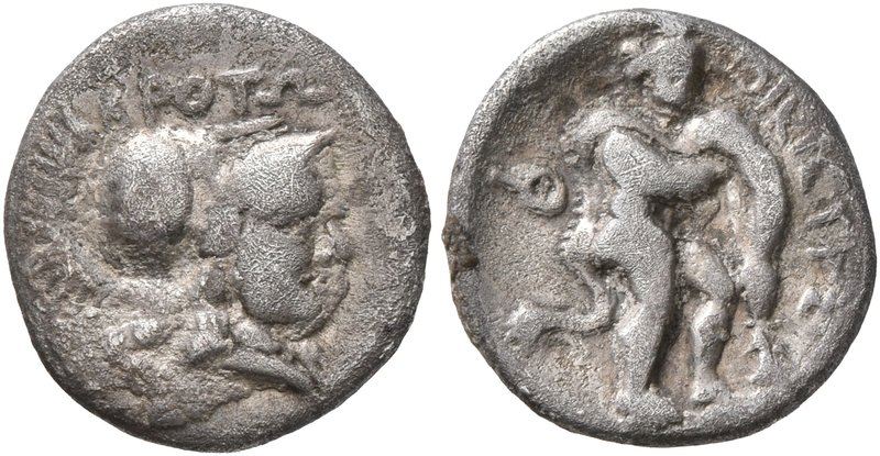 BRUTTIUM. Kroton. Circa 300-250 BC. Triobol (Silver, 12 mm, 1.08 g, 1 h). KPOTΩ ...