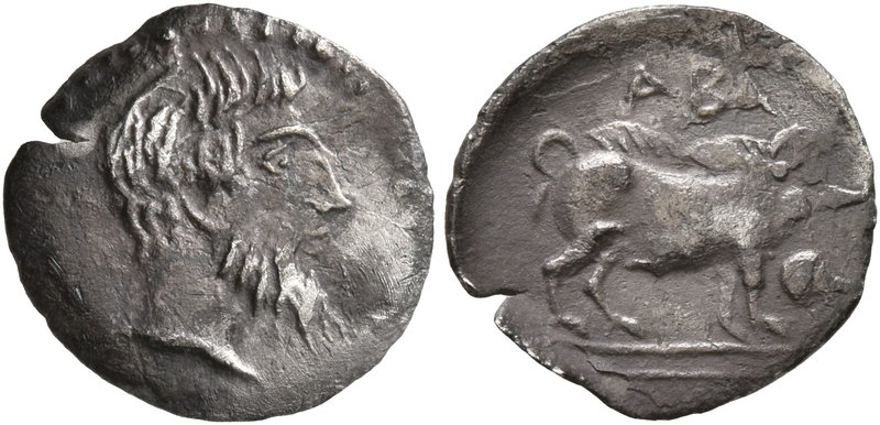 SICILY. Abakainon. Circa 420-410 BC. Litra (Silver, 12 mm, 0.62 g, 6 h). Bearded...