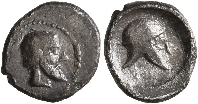 SICILY. Himera. Circa 475-450 BC. Litra (Silver, 10 mm, 0.58 g, 5 h). Bearded ma...