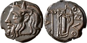 SKYTHIA. Olbia. Circa 310-280 BC. AE (Bronze, 21 mm, 7.90 g, 1 h). Horned head of the river-god Borysthenes to left. Rev. OΛBIO Axe and bow in bowcase...