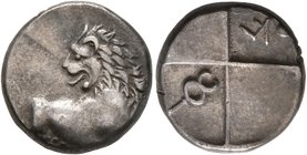 THRACE. Chersonesos. Circa 386-338 BC. Hemidrachm (Silver, 12 mm, 2.18 g, 6 h). Forepart of a lion to right, head turned back to left. Rev. Quadripart...