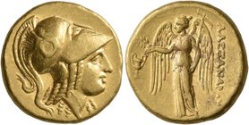 KINGS OF MACEDON. Alexander III ‘the Great’, 336-323 BC. Stater (Gold, 18 mm, 8.60 g, 3 h), Amphipolis, struck under Antipater, circa 325-319. Head of...