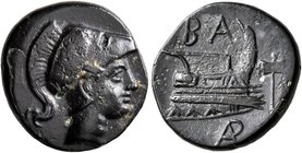 KINGS OF MACEDON. Demetrios I Poliorketes, 306-283 BC. AE (Bronze, 15 mm, 2.74 g, 12 h), uncertain mint in Asia Minor, circa 290-283. Head of Athena t...