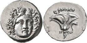 KINGS OF MACEDON. Perseus, 179-168 BC. Drachm (Silver, 16 mm, 2.67 g, 4 h), pseudo-Rhodian issue, uncertain mint in Thessaly, magistrate Hermias, circ...