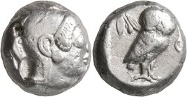 ATTICA. Athens. Circa 500/490-485/0 BC. Tetradrachm (Silver, 20 mm, 17.34 g, 12 h). Head of Athena to right, wearing crested Attic helmet. Rev. [A]Θ[E...