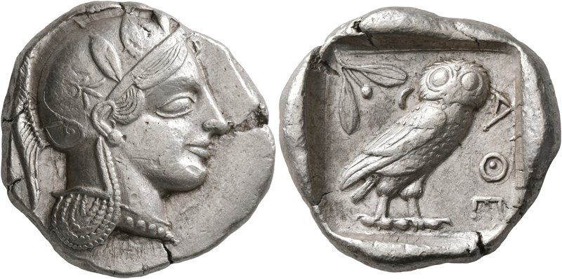 ATTICA. Athens. Circa 440s BC. Tetradrachm (Silver, 25 mm, 17.21 g, 11 h). Head ...