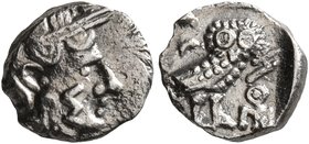 ARABIA, Southern. Saba'. 4th-3rd centuries BC. Eighth Unit (Silver, 9 mm, 0.53 g, 7 h), imitating Athens. Head of Athena to right, wearing crested Att...