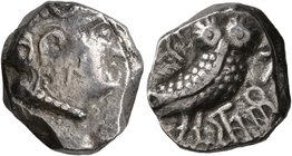 ARABIA, Southern. Saba'. 3rd-2nd centuries BC. Unit (Silver, 15 mm, 5.40 g, 6 h), imitating Athens. Head of Athena to right, wearing crested Attic hel...