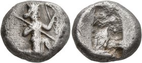 PERSIA, Achaemenid Empire. Time of Darios I to Xerxes II, circa 485-420 BC. Siglos (Silver, 15 mm, 5.39 g), Sardes or subsidiary mint. Persian king or...