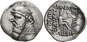KINGS OF PARTHIA. Mithradates II, 121-91 BC. Drachm (Silver, 19 mm, 4.14 g, 1 h), Rhagai, circa 109-96/5. Diademed and draped bust of Mithradates II t...
