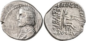 KINGS OF PARTHIA. Arsakes XVI, 78/7-62/1 BC. Drachm (Silver, 19 mm, 4.11 g, 12 h), Rhagai, circa 78/7-68/7. Diademed and draped bust of Arsakes XVI to...