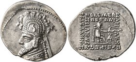 KINGS OF PARTHIA. Phraates III, circa 70/69-58/7 BC. Drachm (Silver, 21 mm, 3.99 g, 12 h), Ekbatana. Diademed and draped bust of Phraates III to left,...