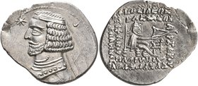 KINGS OF PARTHIA. Orodes II, circa 57-38 BC. Drachm (Silver, 23 mm, 3.94 g, 12 h), Ekbatana. Diademed and draped bust of Orodes II to left; star and c...