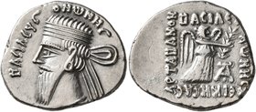 KINGS OF PARTHIA. Vonones I, circa 8-12. Drachm (Silver, 20 mm, 3.84 g, 12 h), Ekbatana. BACIΛЄYC ONωNHC Diademed and draped bust of Vonones I to left...