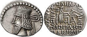 KINGS OF PARTHIA. Artabanos IV, circa 80-90. Drachm (Silver, 21 mm, 3.85 g, 12 h), Ekbatana. Diademed and draped bust of Artabanos IV to left. Rev. Ar...