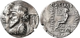 KINGS OF ELYMAIS. Kamnaskires III, with Anzaze, circa 82/1-73/2 BC. Tetradrachm (Silver, 28 mm, 13.78 g, 12 h), Seleukeia on the Hedyphon, SE 237 = 76...
