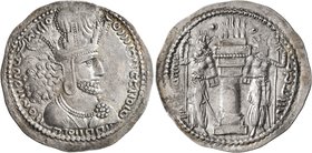 SASANIAN KINGS. Shahpur I, 240-272. Drachm (Silver, 28 mm, 4.39 g, 4 h), Mint III ('Hamadan'), circa 260-272. Draped bust of Shahpur I to right, weari...