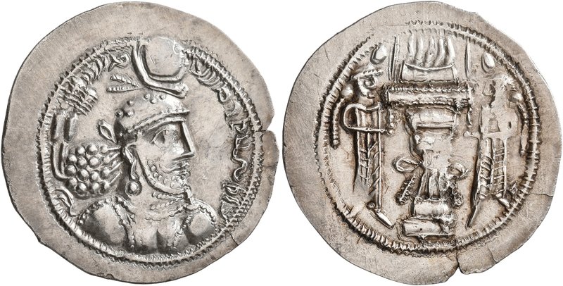 SASANIAN KINGS. Ardashir II, 379-383. Drachm (Silver, 28 mm, 4.09 g, 4 h), Mint ...