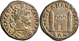 THRACE. Anchialus. Septimius Severus, 193-211. Tetrassarion (Bronze, 28 mm, 11.16 g, 6 h). AV K Λ CЄΠT CЄYHPOC Laureate, draped and cuirassed bust of ...