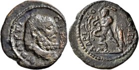THRACE. Hadrianopolis. Pseudo-autonomous issue. AE (Bronze, 19 mm, 2.88 g, 7 h), circa 200-250. TON KTICTHN Bearded head of Herakles as the city-found...