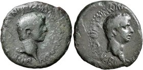 CRETE. Cnossus. Nero, with Divus Claudius, 54-68. Assarion (Bronze, 22 mm, 4.18 g, 12 h), Volumnius Lupinus, duovir, circa 55-60. NERO CL[AV CAES AVG ...