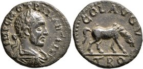 TROAS. Alexandria Troas. Trajan Decius, 249-251. 'As' (Bronze, 18 mm, 2.74 g, 5 h). IMP C M Q TRAIN (sic!) DECIVS Laureate, draped and cuirassed bust ...