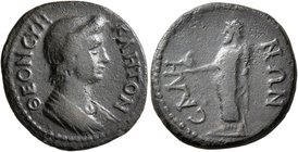 LYDIA. Sala. Pseudo-autonomous issue. AE (Bronze, 19 mm, 3.81 g, 12 h), time of Trajan, 98-117. ΘΕΟΝ CΥΝΚΛΗΤΟΝ Draped bust of the Roman Senate to righ...