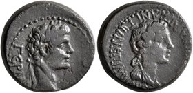 PHRYGIA. Aezanis. Germanicus, with Agrippina Senior, Caesar, 15 BC-AD 19. Hemiassarion (Bronze, 16 mm, 3.65 g, 12 h), Straton Medeos, struck under Gai...