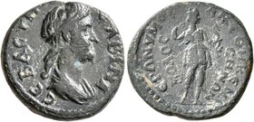 PHRYGIA. Colossae. Sabina, Augusta, 128-136/7. Hemiassarion (Bronze, 18 mm, 3.81 g, 5 h), Hieronymos, magistrate. CABINA CЄBACTH Diademed and draped b...